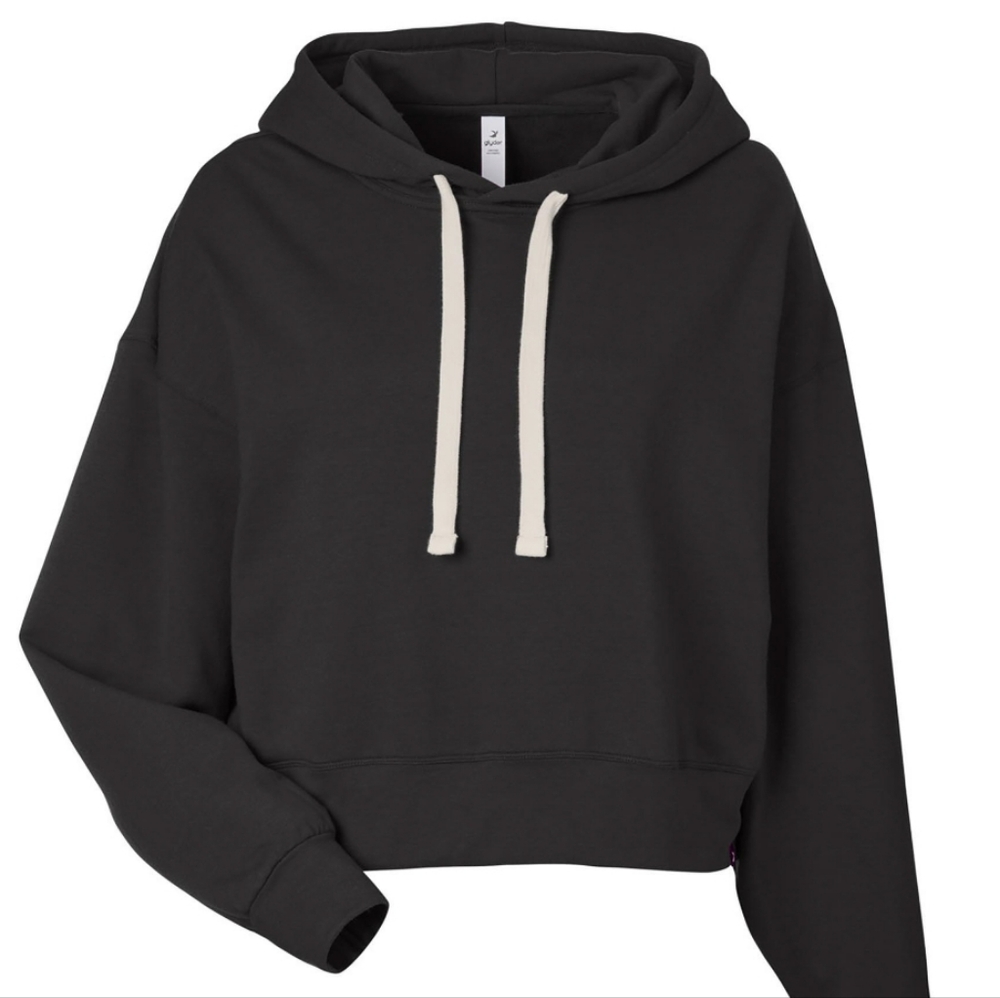 Glyder Hoodie 1/4 Zip Black Size XL Oversized Plush Fleece Cropped Ai-2684
